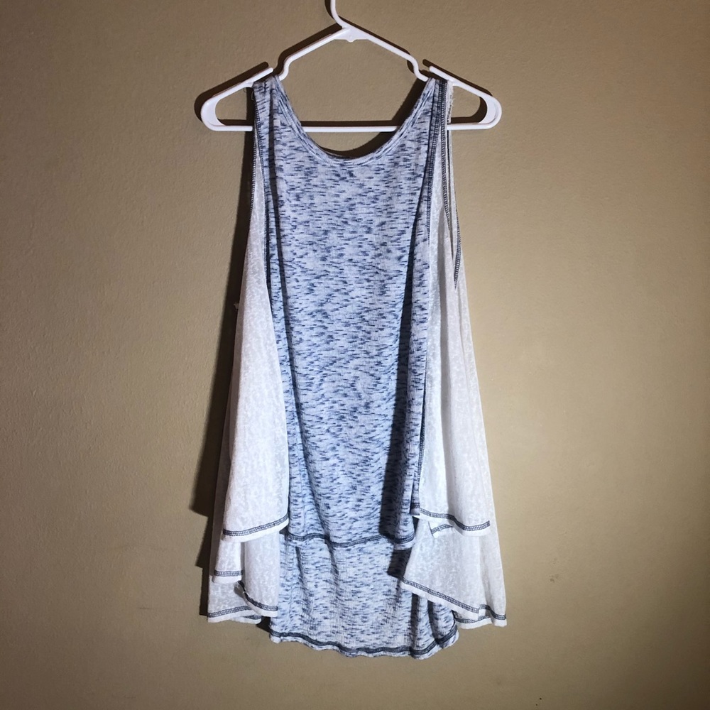 Blue and White Sleeveless Tunic